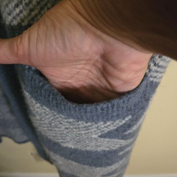 Raffi Waterfront Merino Wool Aztec Jaquard Cardigan Pockets Open a front Size S - Picture 7 of 11